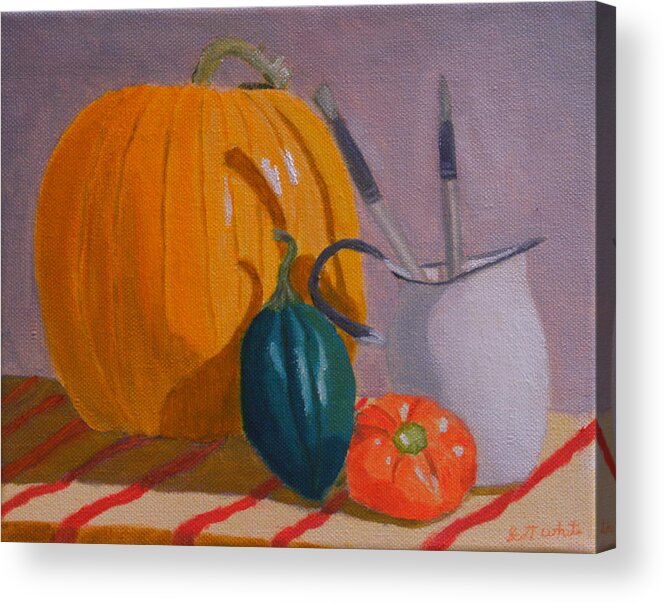 Still Life Pumpkin Squash Fall Harvest Acrylic Print featuring the painting Start Of Fall by Scott W White