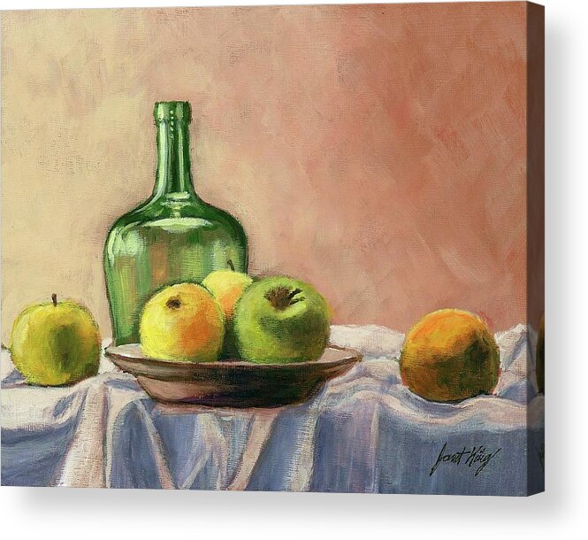 Still Life Painting Acrylic Print featuring the painting Still life with bottle by Janet King