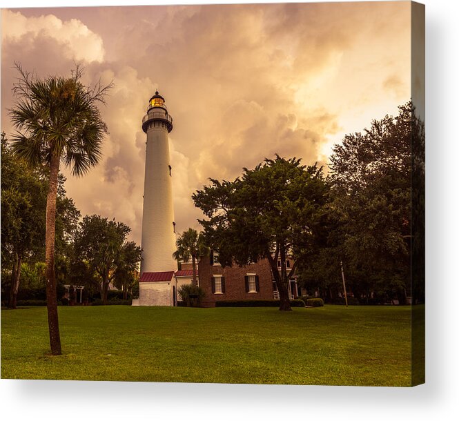 Architecture Acrylic Print featuring the photograph Storm Clouds over St. Simons Light by Chris Bordeleau