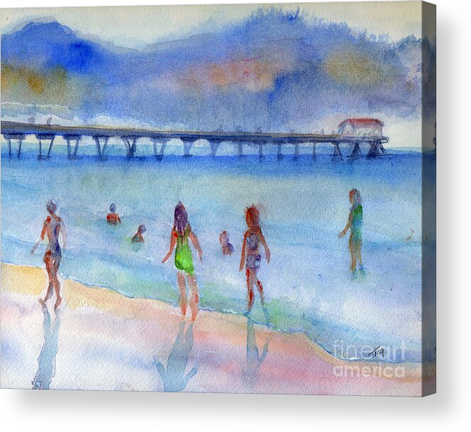 Tybee Island Acrylic Print featuring the painting Stormy Beach by Doris Blessington