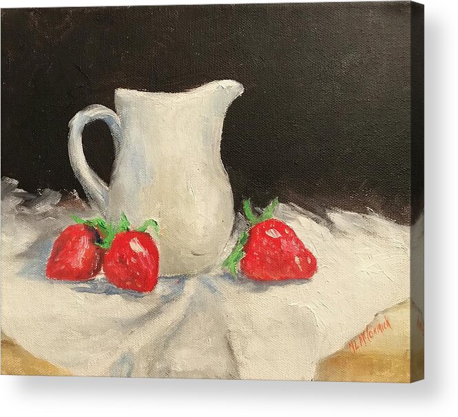 Fruit Acrylic Print featuring the painting Strawberries n' Cream by ML McCormick