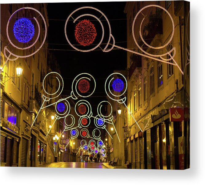 Lights Acrylic Print featuring the photograph Street in Coimbra by Patricia Schaefer