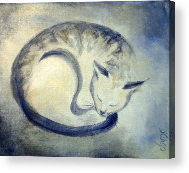 Cat Acrylic Print featuring the painting Stripey Cat 3 by Dina Dargo