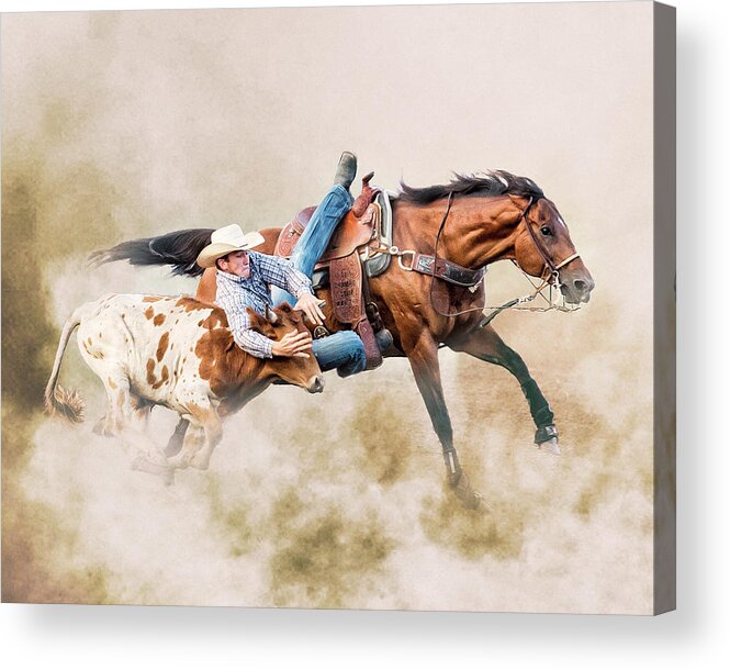 Cowboy Acrylic Print featuring the photograph Strong Hearts and Fast Horses by Ron McGinnis