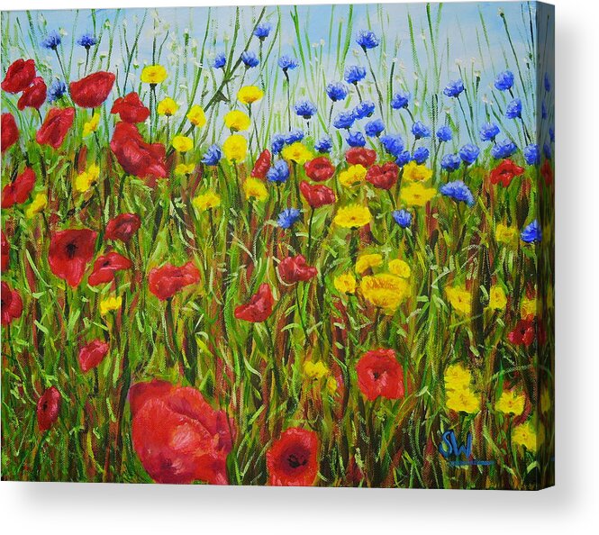 Art Acrylic Print featuring the painting Summer Flowers by Shirley Wellstead