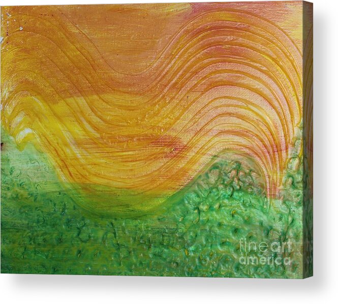 Sun Acrylic Print featuring the painting Sun and Grass in Harmony by Sarahleah Hankes