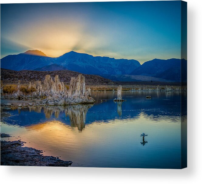 Formation Acrylic Print featuring the photograph Sun Rays at Mono Lake by Rikk Flohr
