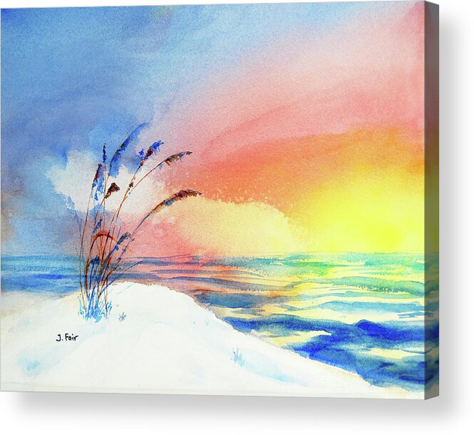 Beach Acrylic Print featuring the painting Sunset at Orange Beach by Jerry Fair