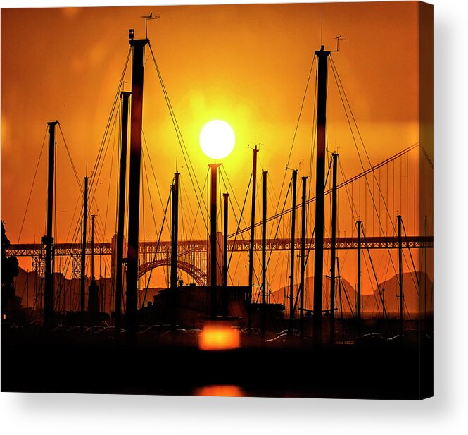 Sailboats Acrylic Print featuring the photograph Powerful Sunset in San Francisco by Rebecca Dru