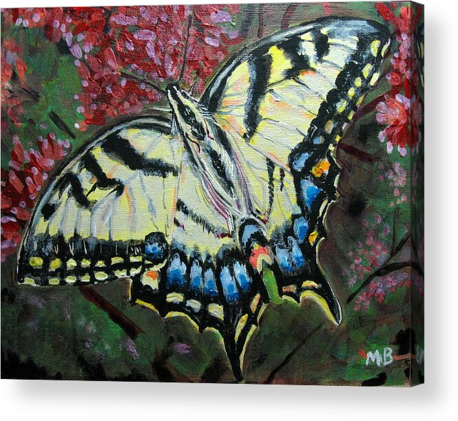 Botanical Acrylic Print featuring the painting Swallow Tail Butterfly by Mike Benton