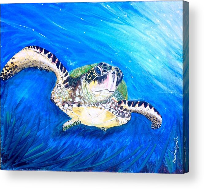 Turtle Acrylic Print featuring the painting Swim by Dawn Harrell