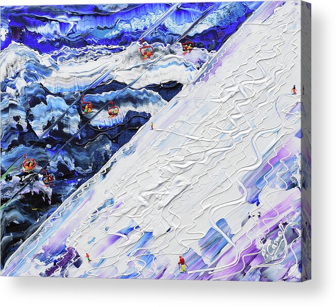 Morzine Acrylic Print featuring the painting Swiss Wall in Powder by Pete Caswell