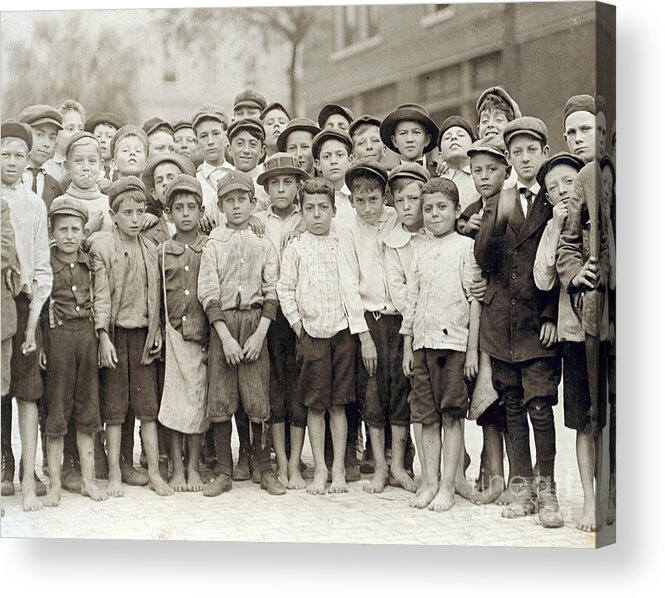 History Acrylic Print featuring the photograph Tampa Newsboys, Lewis Hine, 1913 by Science Source