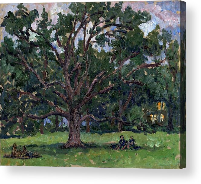 Tanglewood Acrylic Print featuring the painting Tanglewood Nocturne / The Old Tree at Dusk by Thor Wickstrom