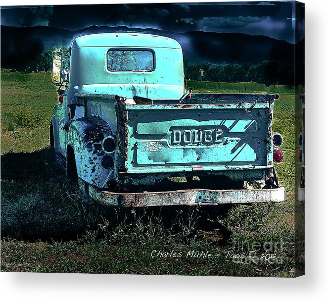 Santa Acrylic Print featuring the photograph Taos Dodge by Charles Muhle