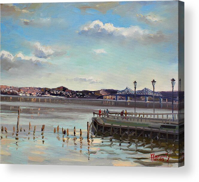 Deck Acrylic Print featuring the painting Tarrytown View by Ylli Haruni