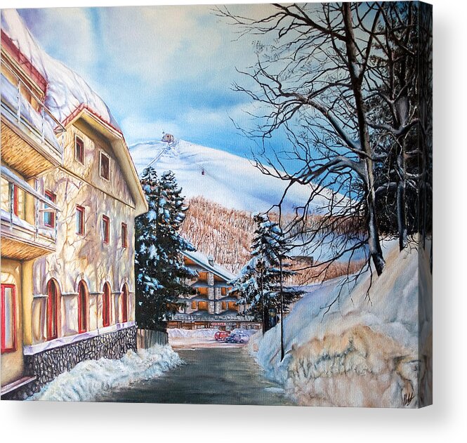 Ski Resort Acrylic Print featuring the painting Terminillo by Michelangelo Rossi