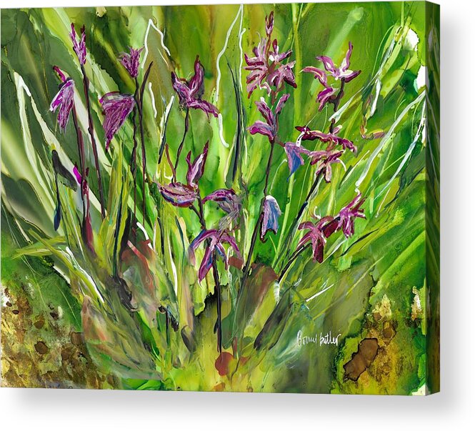 Garden Acrylic Print featuring the painting Terrestrial Orchids by Bonny Butler