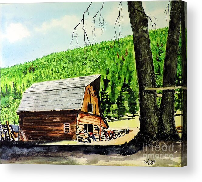 Wyoming Acrylic Print featuring the painting That Barn From That Movie by Tom Riggs