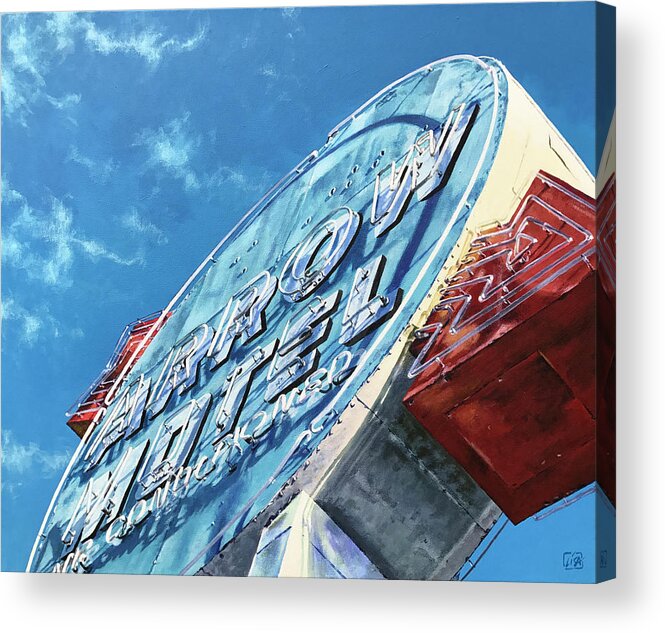 Painting Acrylic Print featuring the painting The Arrow Motel by Lisa Tennant