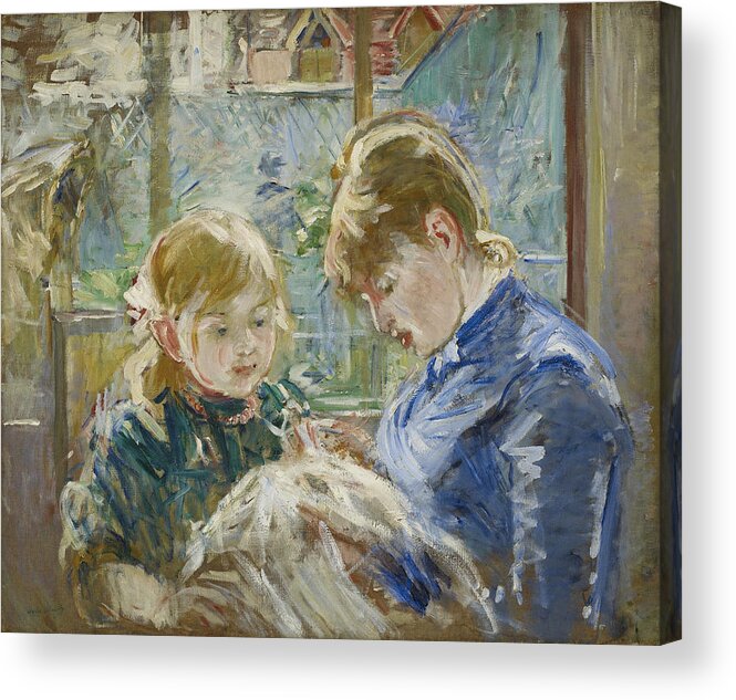 French Art Acrylic Print featuring the painting The Artist's Daughter, Julie, with her Nanny by Berthe Morisot