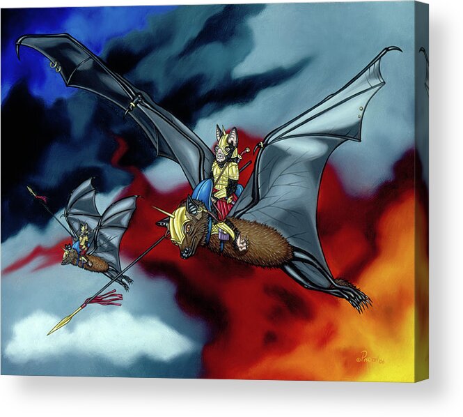  Acrylic Print featuring the painting The Bat Riders by Paxton Mobley