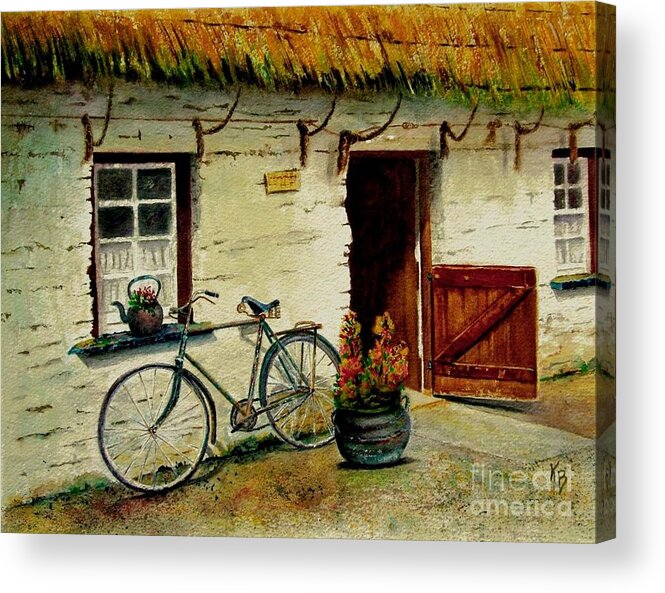 Bicycle Acrylic Print featuring the painting The Bicycle by Karen Fleschler