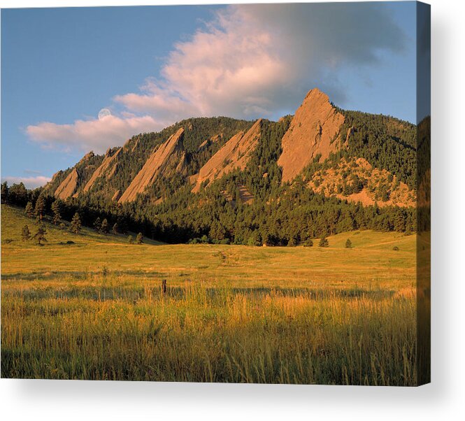 Boulder Acrylic Print featuring the photograph The Boulder Flatirons by Jerry McElroy