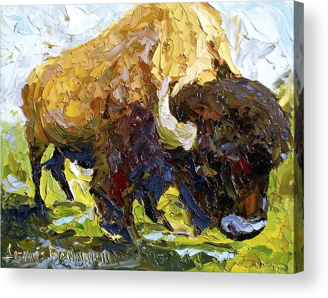 Buffalo Acrylic Print featuring the painting The Buffalo by Lewis Bowman