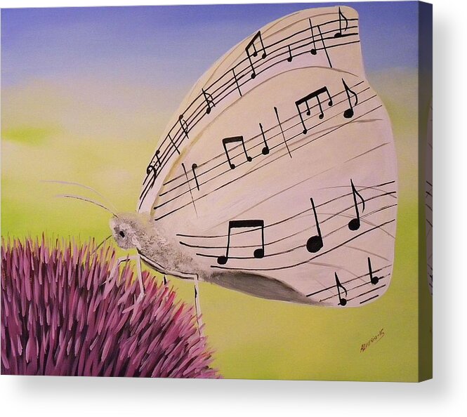Butterfly Acrylic Print featuring the painting Butterfly song by Edwin Alverio