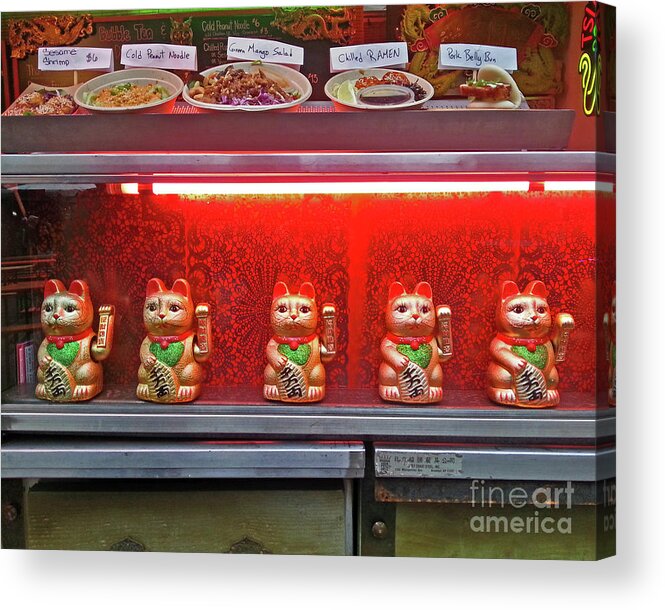 Chinese Food Acrylic Print featuring the photograph The Lucky Cats by Joseph J Stevens