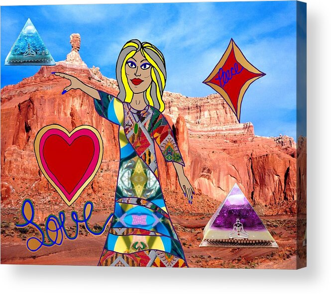 Pyramids Acrylic Print featuring the digital art The Channeler by Laura Smith