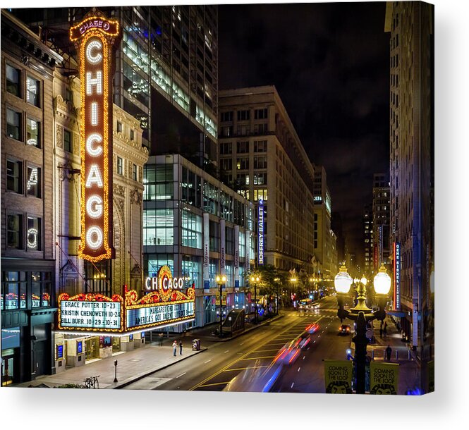 Chicago Acrylic Print featuring the photograph Illinois - The Chicago Theater by Ron Pate