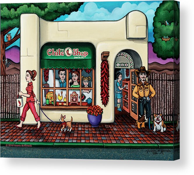 Chile Shop Acrylic Print featuring the painting The Chile Shop Santa Fe by Victoria De Almeida