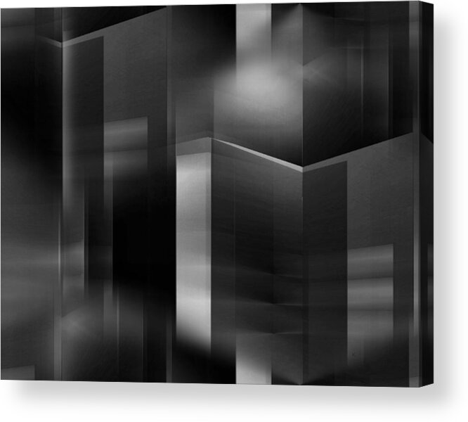 Abstract Acrylic Print featuring the digital art The City At Night 3 by John Krakora