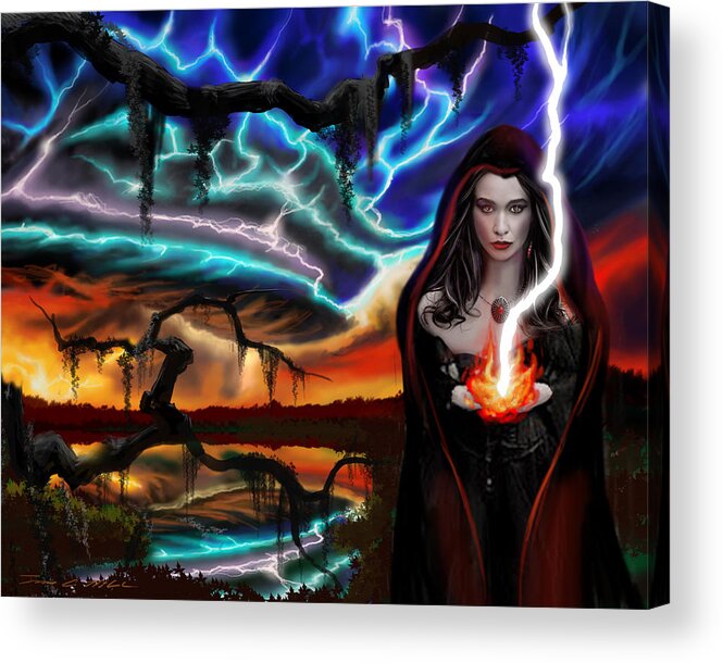 Copyright 2015 James Christopher Hill Acrylic Print featuring the painting The Dark Caster Calls The Storm by James Hill