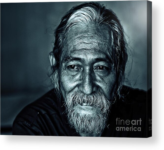 Old Person Acrylic Print featuring the photograph The Face by Charuhas Images
