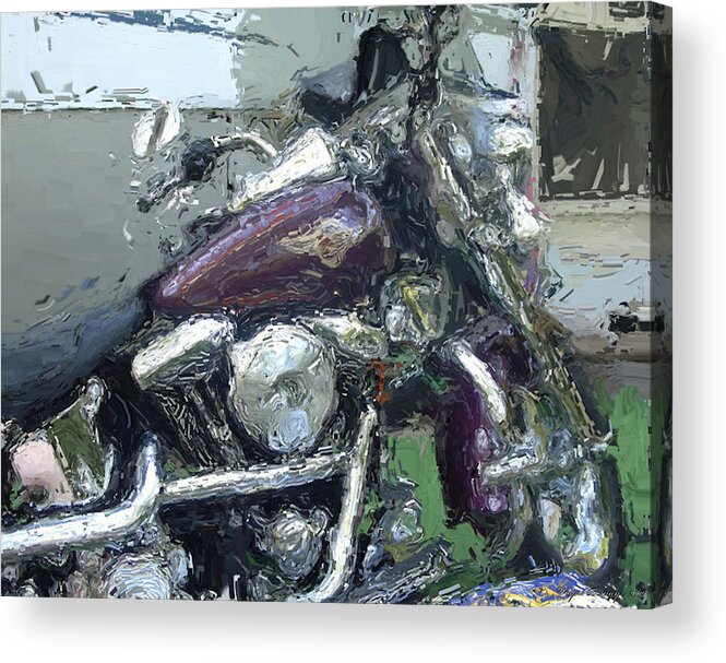 Harley Davidson Acrylic Print featuring the painting The Fat Boy Evolution by Wayne Bonney