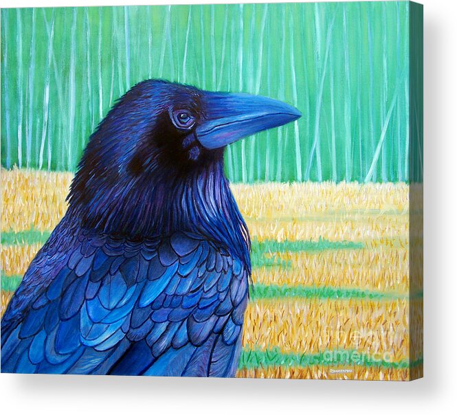 Raven Acrylic Print featuring the painting The Field of Dreams by Brian Commerford