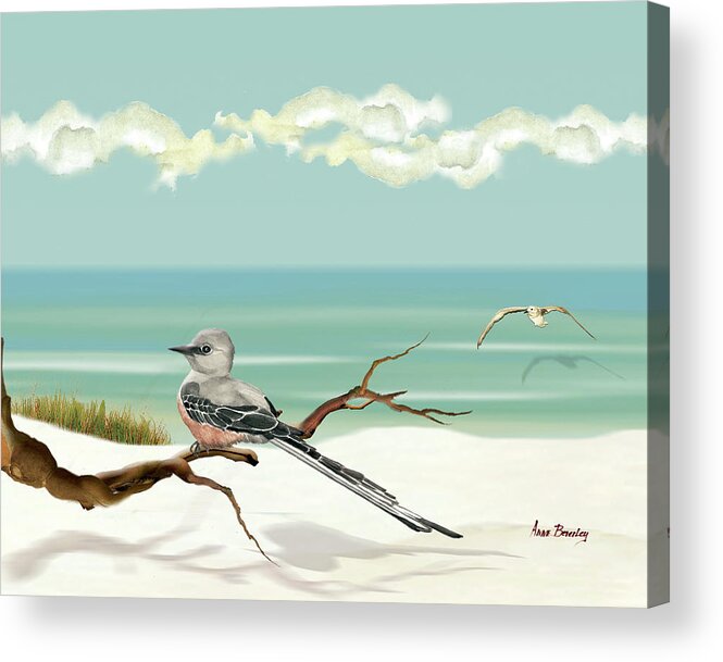 Ocean Acrylic Print featuring the painting The Flycatcher by Anne Beverley-Stamps