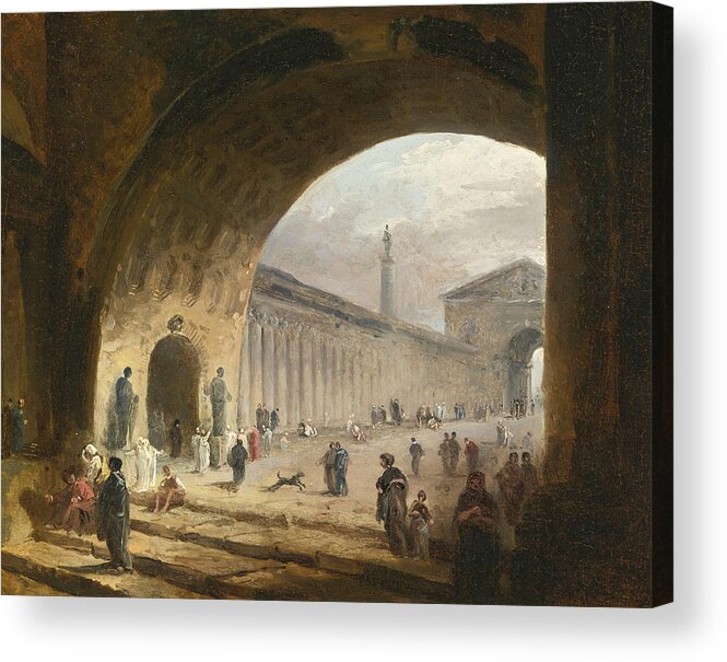 Hubert Robert Acrylic Print featuring the painting The Great Archway by Hubert Robert