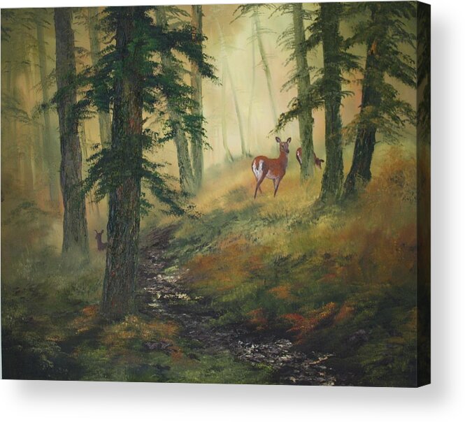 Cannock Chase Acrylic Print featuring the painting The Last Of The Sun by Jean Walker