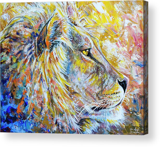 Lion Acrylic Print featuring the painting The Lion by Aaron Spong