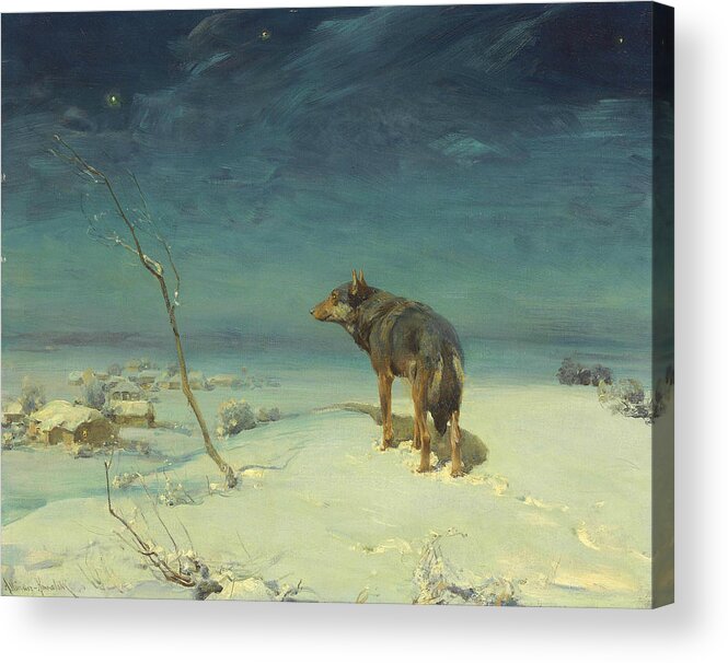 Alfred Kowalski Acrylic Print featuring the painting The Lone Wolf by Alfred Kowalski