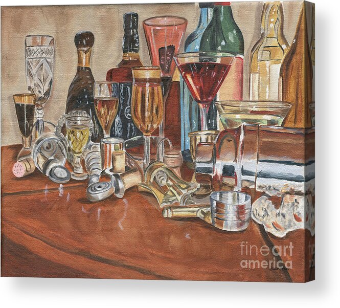 Alcohol Acrylic Print featuring the painting The Morning After by Debbie DeWitt