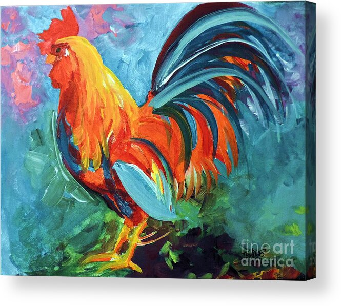 Rooster Acrylic Print featuring the painting THE Rooster by Tom Riggs