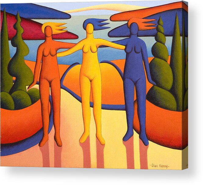 Race Acrylic Print featuring the painting The Three Races by Alan Kenny