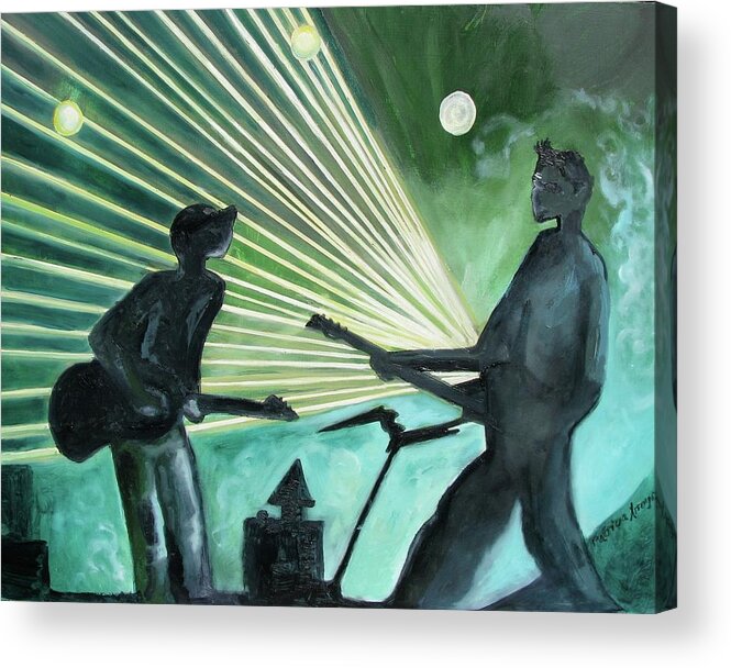 Music Acrylic Print featuring the painting The Um Experience number one by Patricia Arroyo