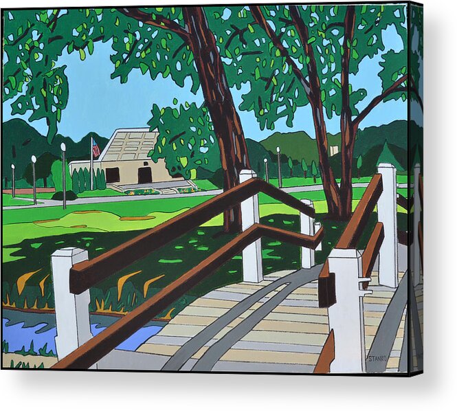 Valley Stream Acrylic Print featuring the painting The Village Green by Mike Stanko