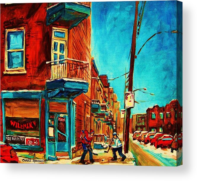 Montreal Acrylic Print featuring the painting The Wilensky Doorway by Carole Spandau